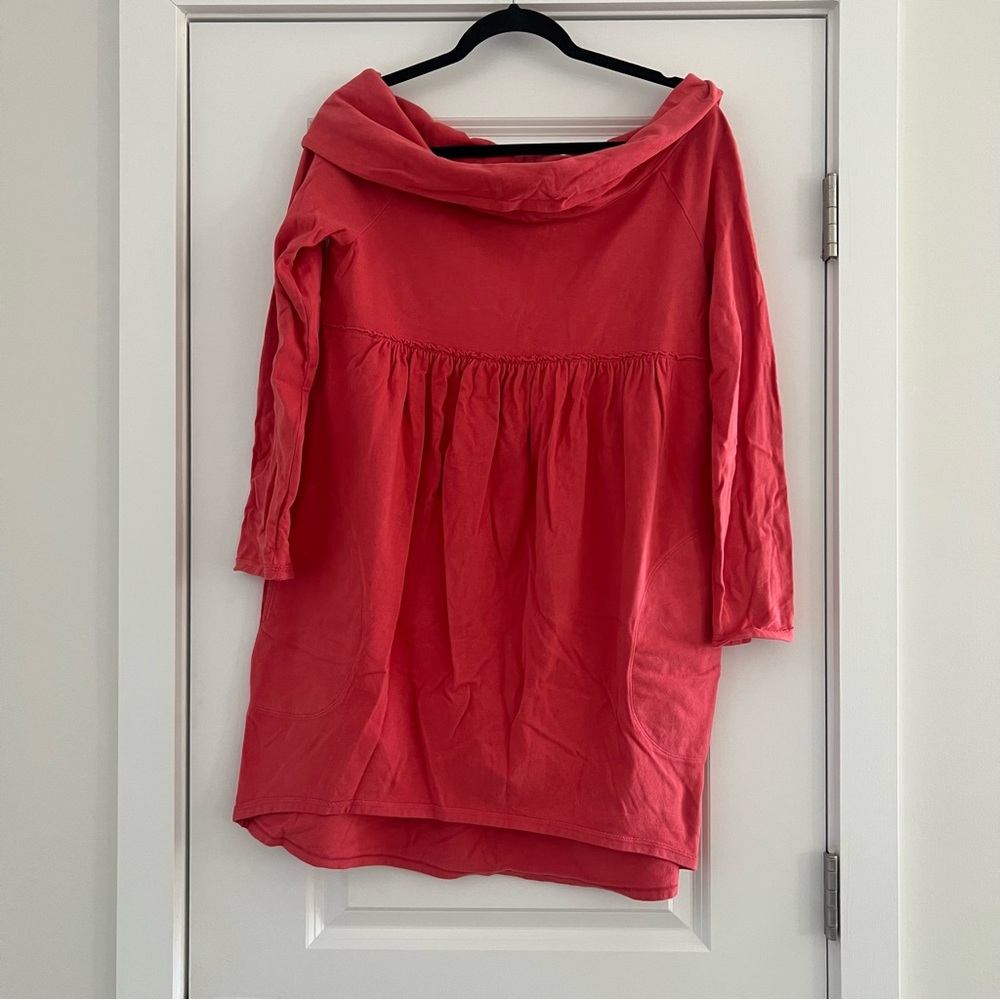 Coral Anthropologie Sweatshirt Dress